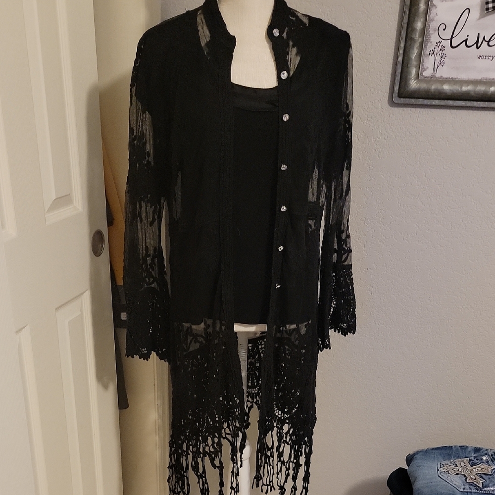 BLACK LACE CARDIGAN